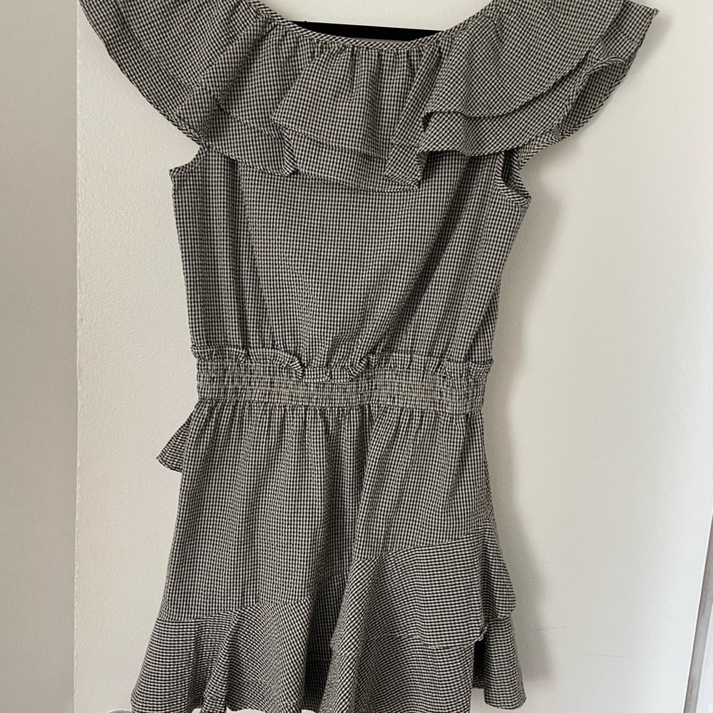 Love Shack Fancy: black and white check mini dress. Worn once; size: M